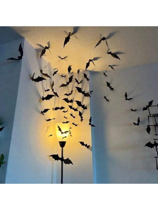 60pcs 3D Waterproof black Bats Wall Decor Halloween Decor - Image 2