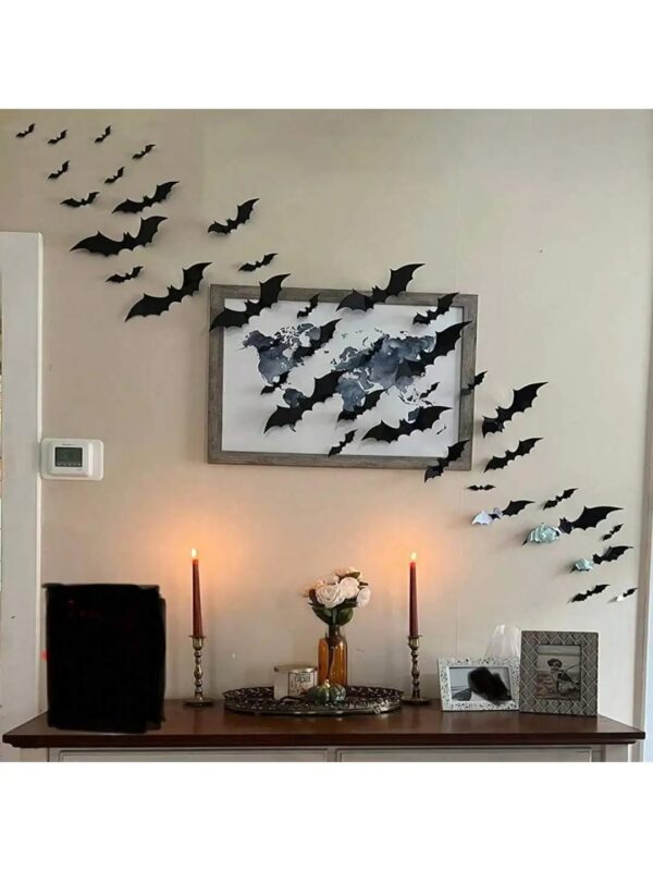 60pcs 3D Waterproof black Bats Wall Decor Halloween Decor - Image 3