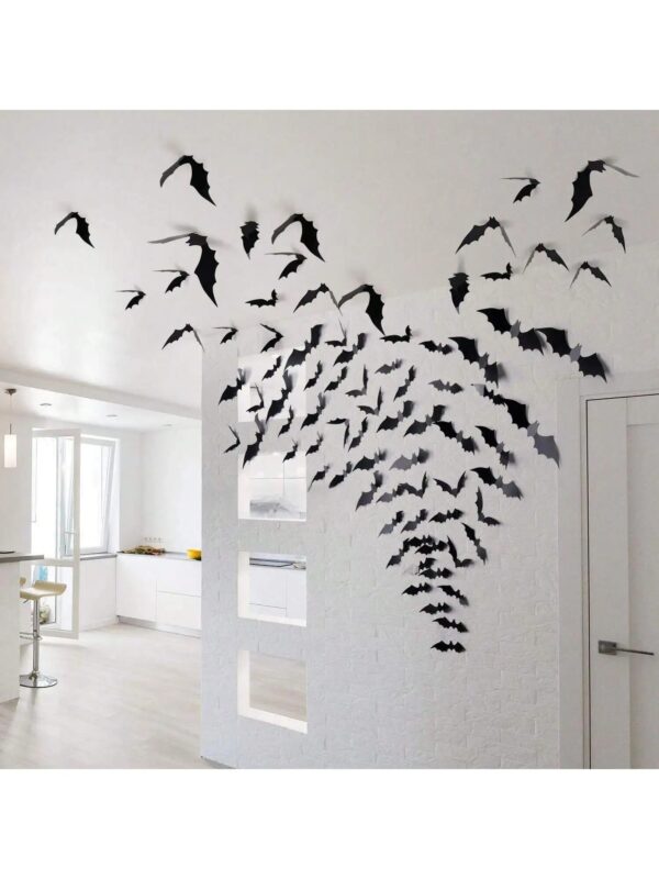 60pcs 3D Waterproof black Bats Wall Decor Halloween Decor - Image 5